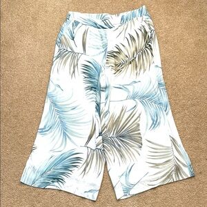 Lafayette 148 Hester Palm Print Leaves High Rise Wide Leg Cropped Pants Size XXL